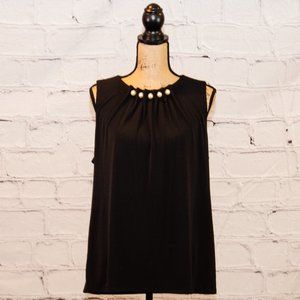 White House Black Market (WHBM) Sleeveless Pearl Neckline Blouse